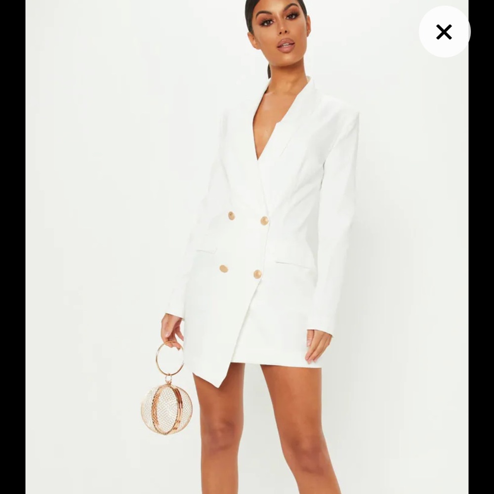 White Gold Button Blazer Dress Size 8